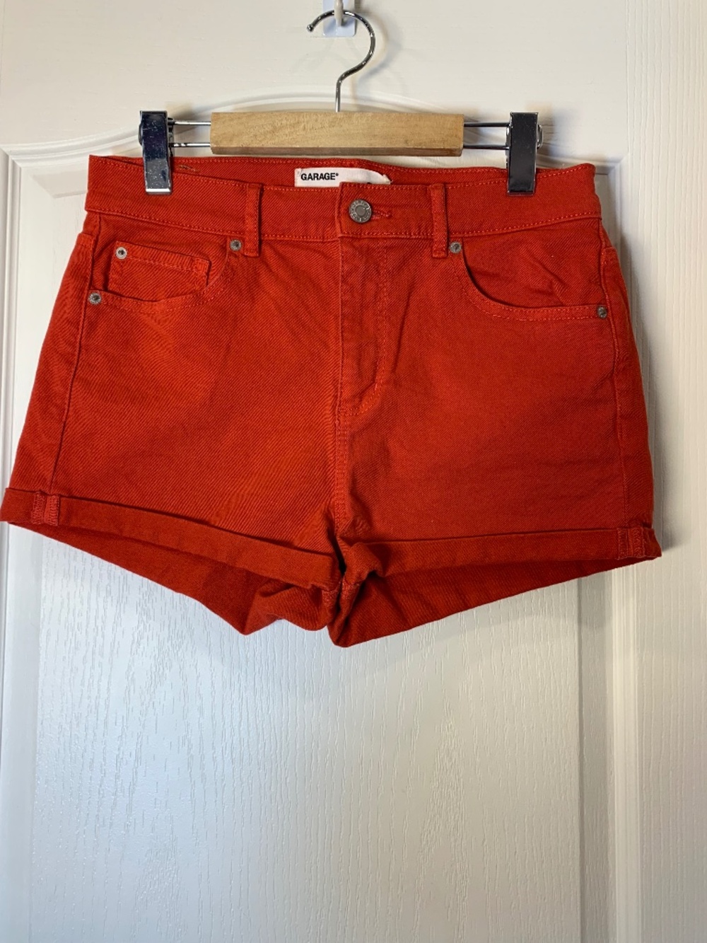 Garage Red Stretch Denim Shorts Size 7 | High Rise Summer Shorts